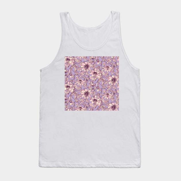 Lilac and Pink Passion Fruit Flowers Tank Top by Carolina Díaz